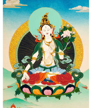 White Tara Practice Thangka | Traditional Buddhist Art
