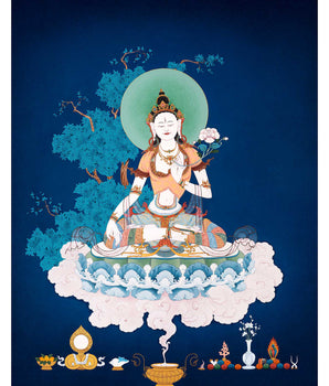 White Tara Art |  Tibetan Hand Painted Buddhist Thangka