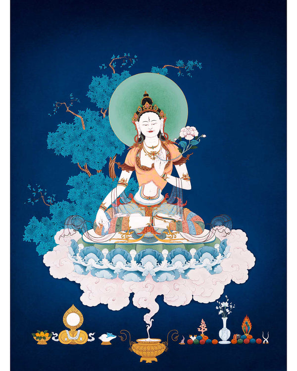 White Tara Art |  Tibetan Hand Painted Buddhist Thangka