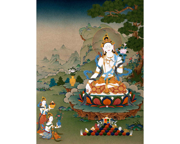 White Tara Thangka For Your Meditation Practice | Himalayan Buddhist Art