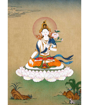 White Tara Meditation Thangka | Traditionally Hand Painted Art