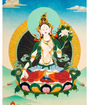 Embrace Inner Peace With White Tara | Discover Peace and Healing Through Thangka Art