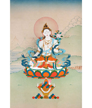 White Tara Thangka | Traditionally Hand Painted Art