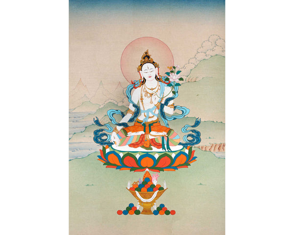 White Tara Thangka | Traditionally Hand Painted Art