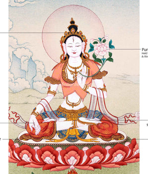 White Tara Deity Thangka | Goddess of Compassion and Longevity | Hand-Painted Tibetan Buddhist Art