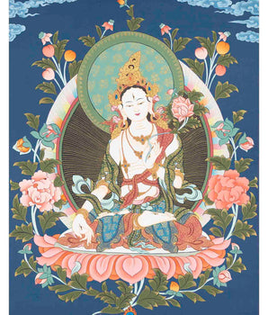 White Tara Thangka Painting
