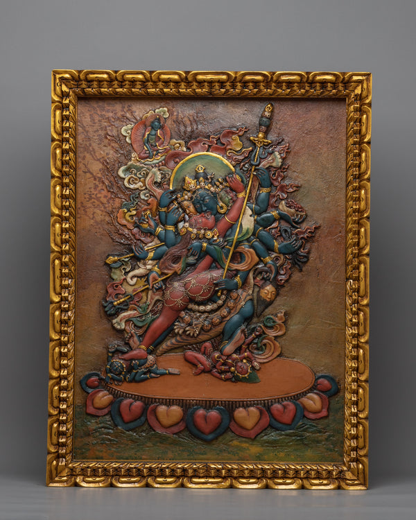 Tibetan Heruka Chakrasamvara Wooden Thangka | Buddhist Home Decor Thanka