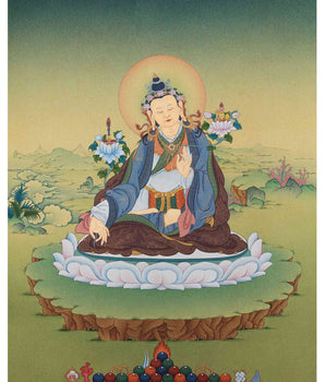 Yuthok Thangka Print | Tibetan Buddhist Master Art includes brocade