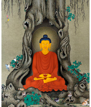 Meditating Shakyamuni |  Happy Buddha Art | Buddhism Thangka