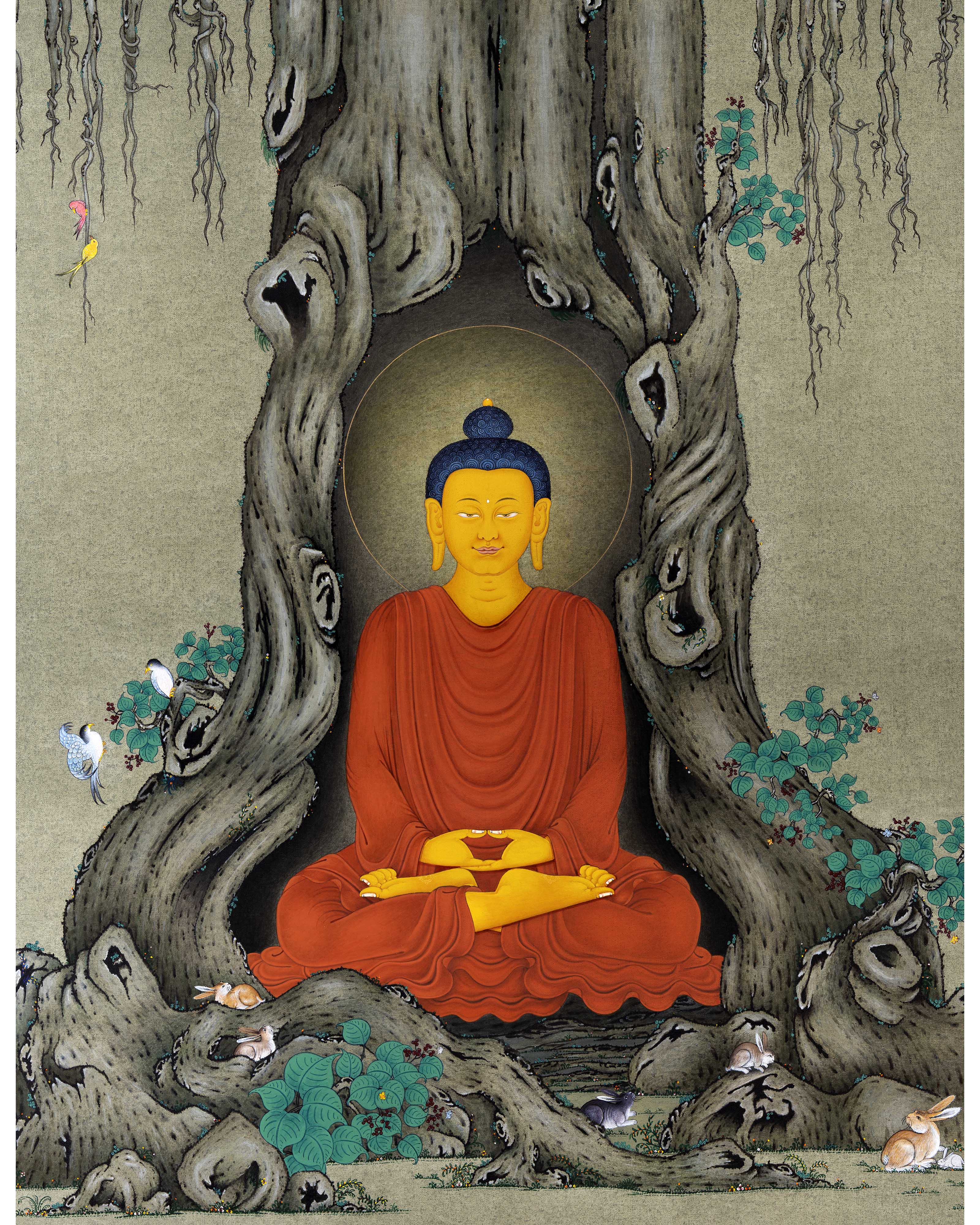 Meditating Shakyamuni |  Happy Buddha Art | Buddhism Thangka
