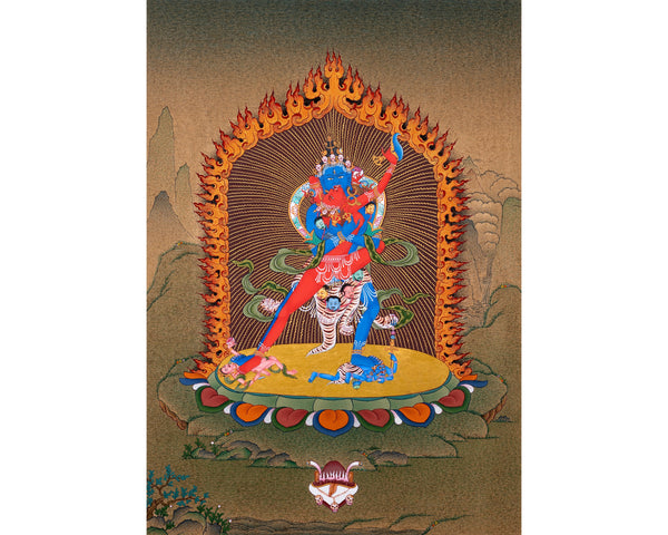 2 armed Chakrasamvara-Vajravarahi, Yab Yum, Tibetan Thangka