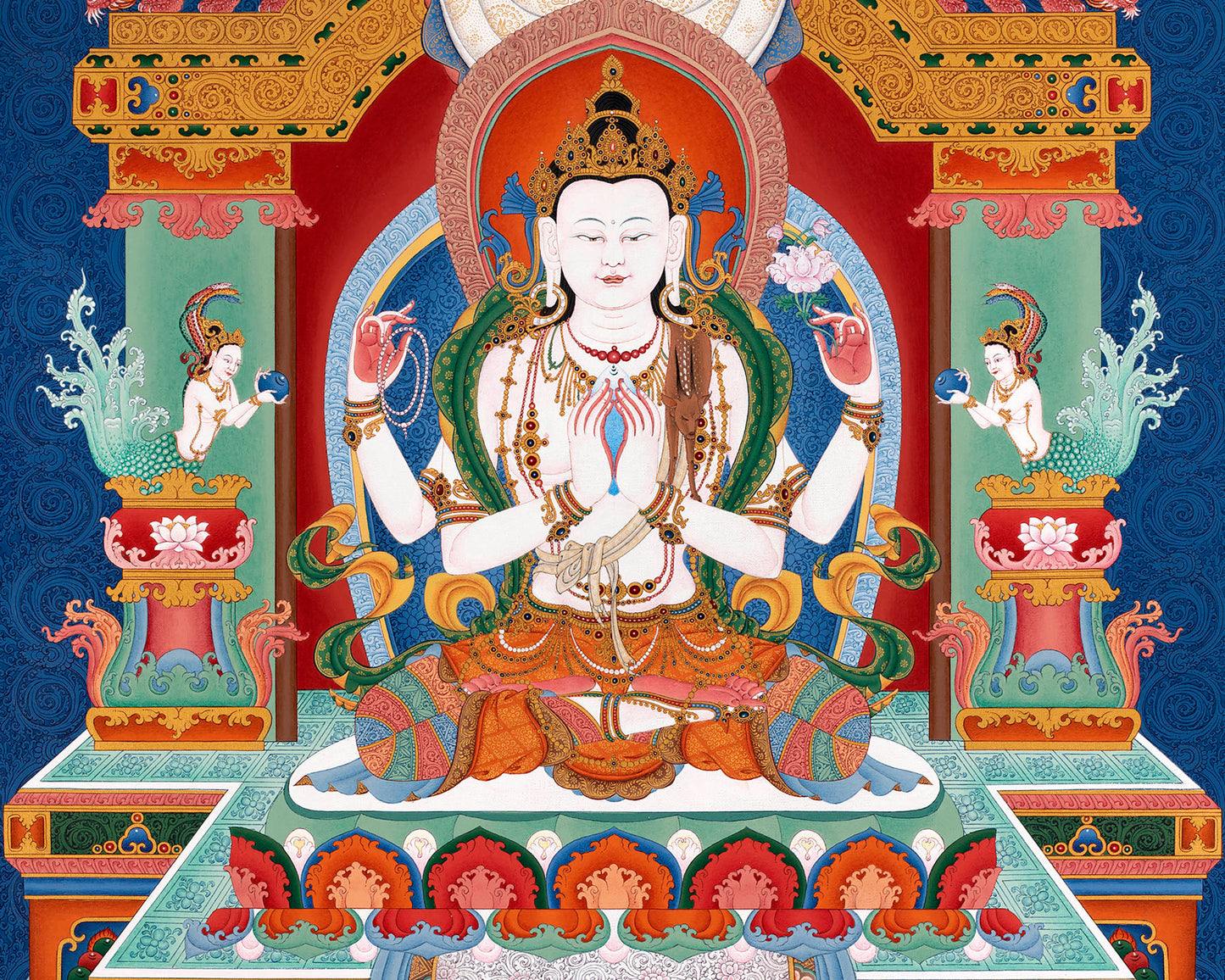 Chenrezig Thangka | Buddhist Art Prints | Traditional Art of Avalokiteshvara