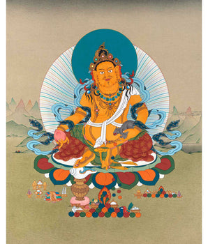 Dzambhala Tibetan Thangka | Traditionally Hand Painted Art