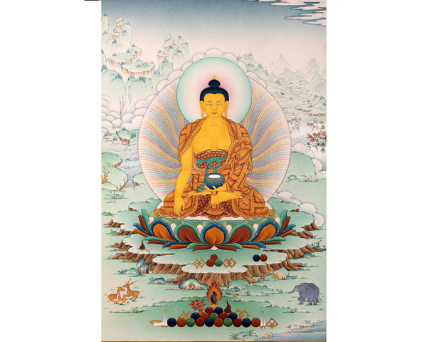 Buddha Shakyamuni Thangka | Hand Painted Tibetan Buddha Painting | Tibetan Buddhist Art