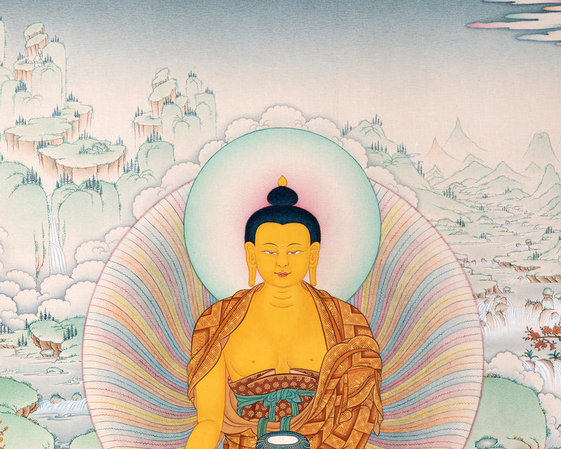 Buddha Shakyamuni Thangka | Hand Painted Tibetan Buddha Painting | Tibetan Buddhist Art