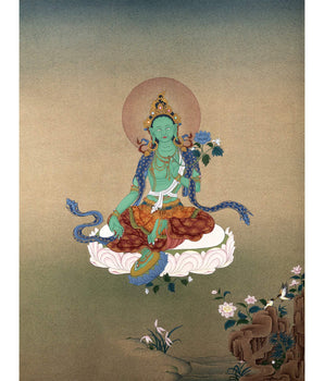 Green Tara | Mother Drolma | Natural Mineral Stone Colors | Karma Gadri