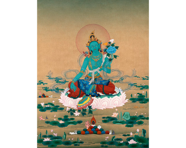 Green Tara Thangka, Traditional Karma Gadri Thangka