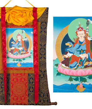 Guru Rinpoche Brocade Thangka | Padmasambhava Tibetan Art