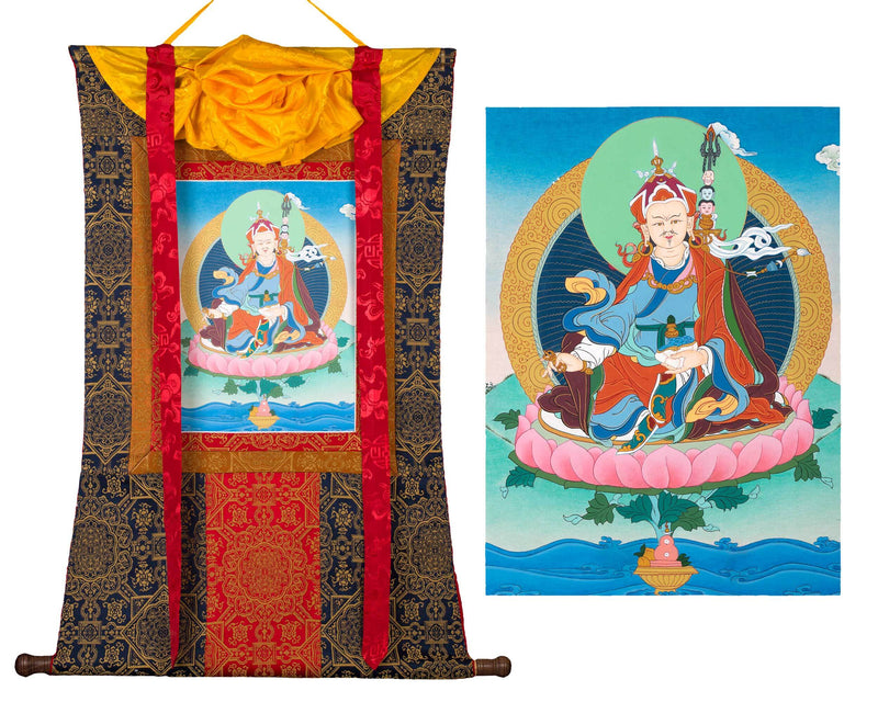 Guru Rinpoche Brocade Thangka | Padmasambhava Tibetan Art