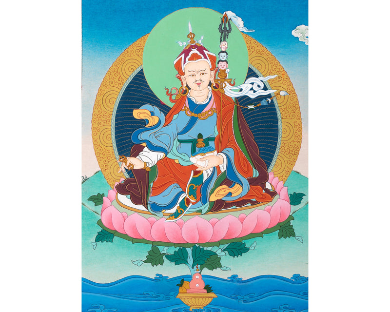 Guru Rinpoche Brocade Thangka | Padmasambhava Tibetan Art