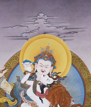 Guru Padmasambhava With Consort | Tibetan Thangka Painting