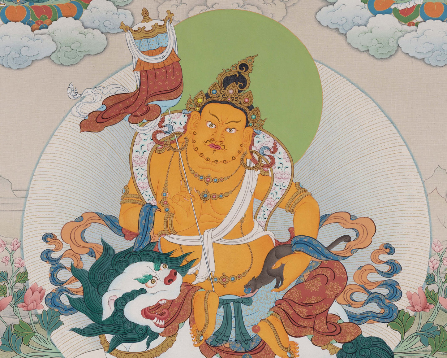 Namtoshe with Five Jambala Thangka, Wealth Deities Of Buddhism, Digital Print