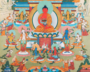Amitabha Buddha Pureland Thangka, High Quality Thangka Print