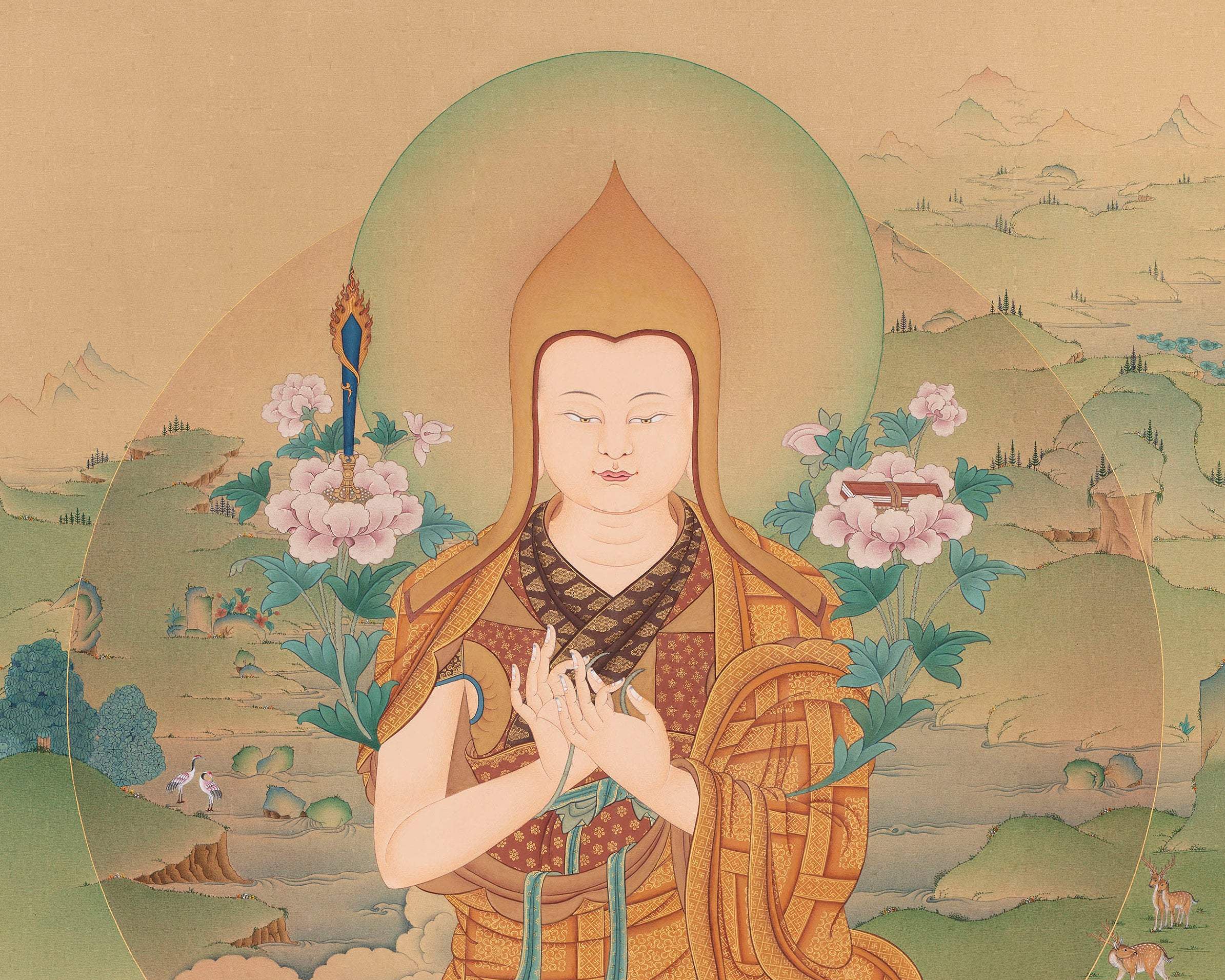 Je Tsongkhapa, Je rinpoche, Tibetan Thangka Painting, High Quality Canvas Print