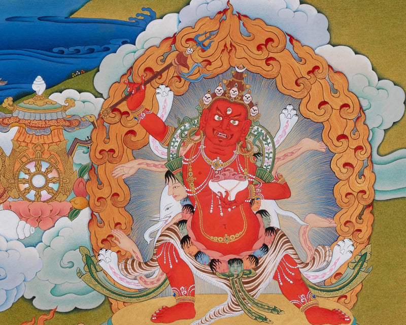 Mipham Wangdu Thangka Print with brocade