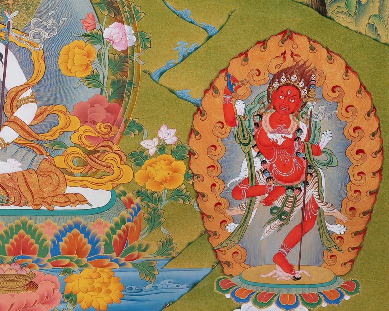 Mipham Wangdu Thangka Print with brocade