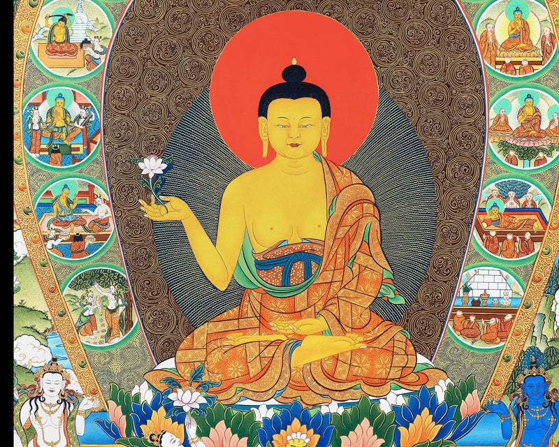 Buddha Shakyamuni Life Story Thangka, High Quality Thangka Print