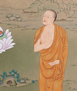 Arya Nagarjuna with Aryadeva Thangka, Tibetan Thangka Painting, Nagarjuna Thangka print, Karma Gadri painting