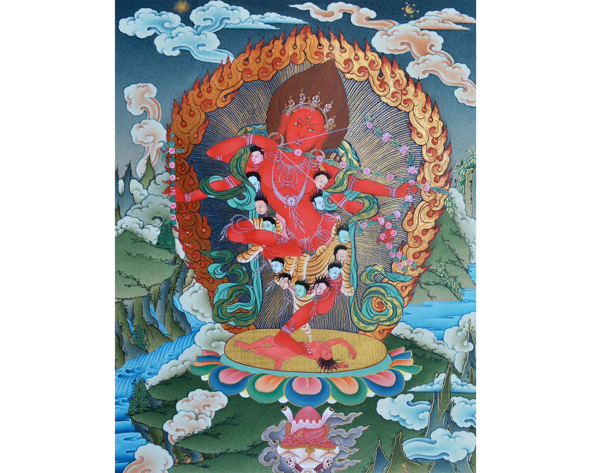 Kurukulla Thangka, Dakini, Traditional Tibetan Painting,
