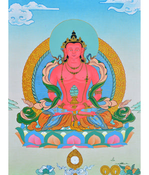 Amitayus Thangka, Hand Painted Vajrayana Painting, Vajrayana thangka, Thangka Painting, Thangka Art