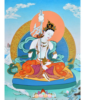 Mandarava, Dakini Thangka Painting, Hand Painted Vajrayana Thangka,