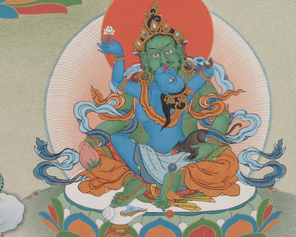 Namtoshe with Five Jambala Thangka, Wealth Deities Of Buddhism, Digital Print