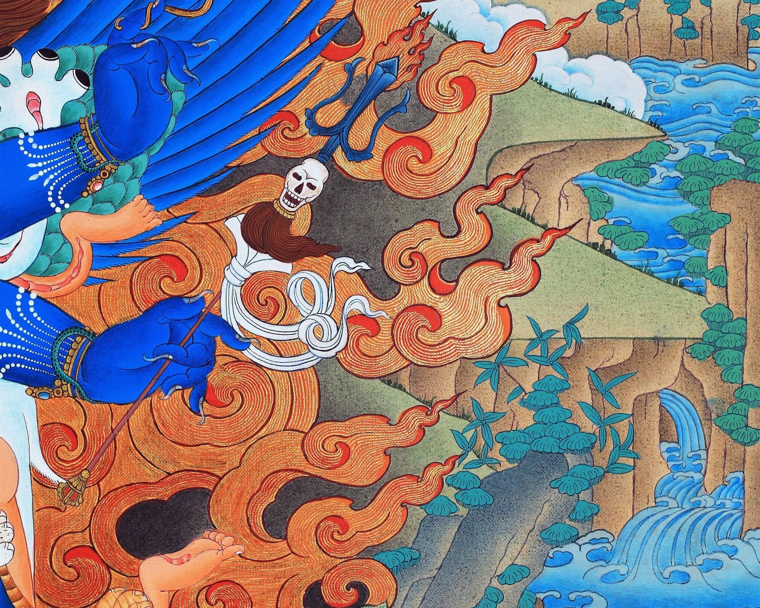 Vajrakilaya Thangka, Tibetan Thangka Painting, High Quality Giclee Canvas Print, Digital Print