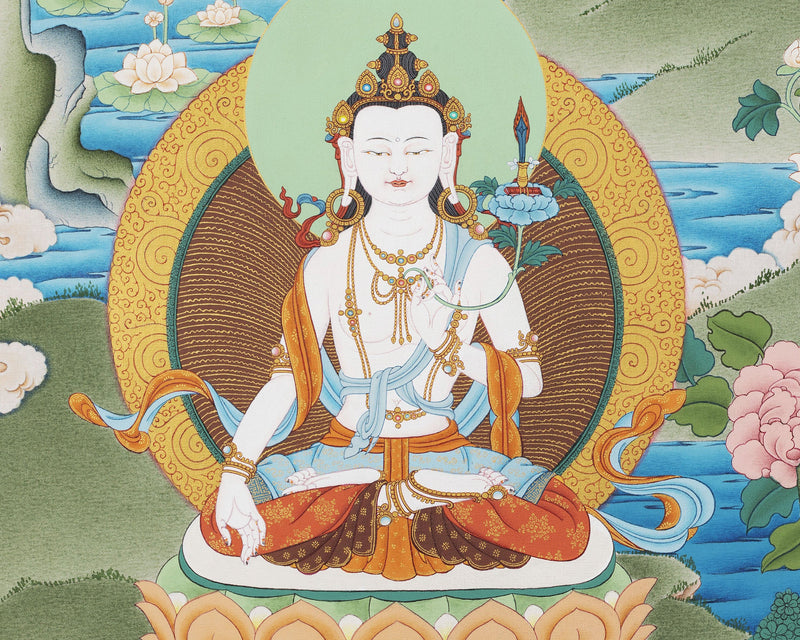 5 Manjushri & Prajna Paramita, Saraswati, White Tara, Green Tara, Bodhisattva Thangka, High Quality Giclee Canvas Print, Digital Print