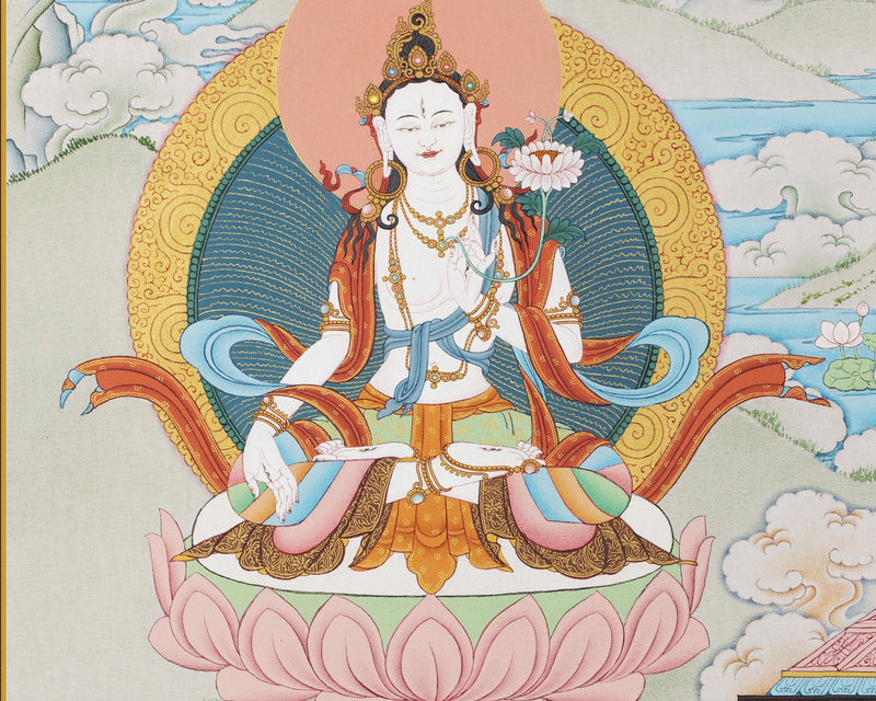 5 Manjushri & Prajna Paramita, Saraswati, White Tara, Green Tara, Bodhisattva Thangka, High Quality Giclee Canvas Print, Digital Print