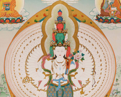 Arya Avalokiteshvara and the Bodhisattvas | High-Quality Thangka Painting Print