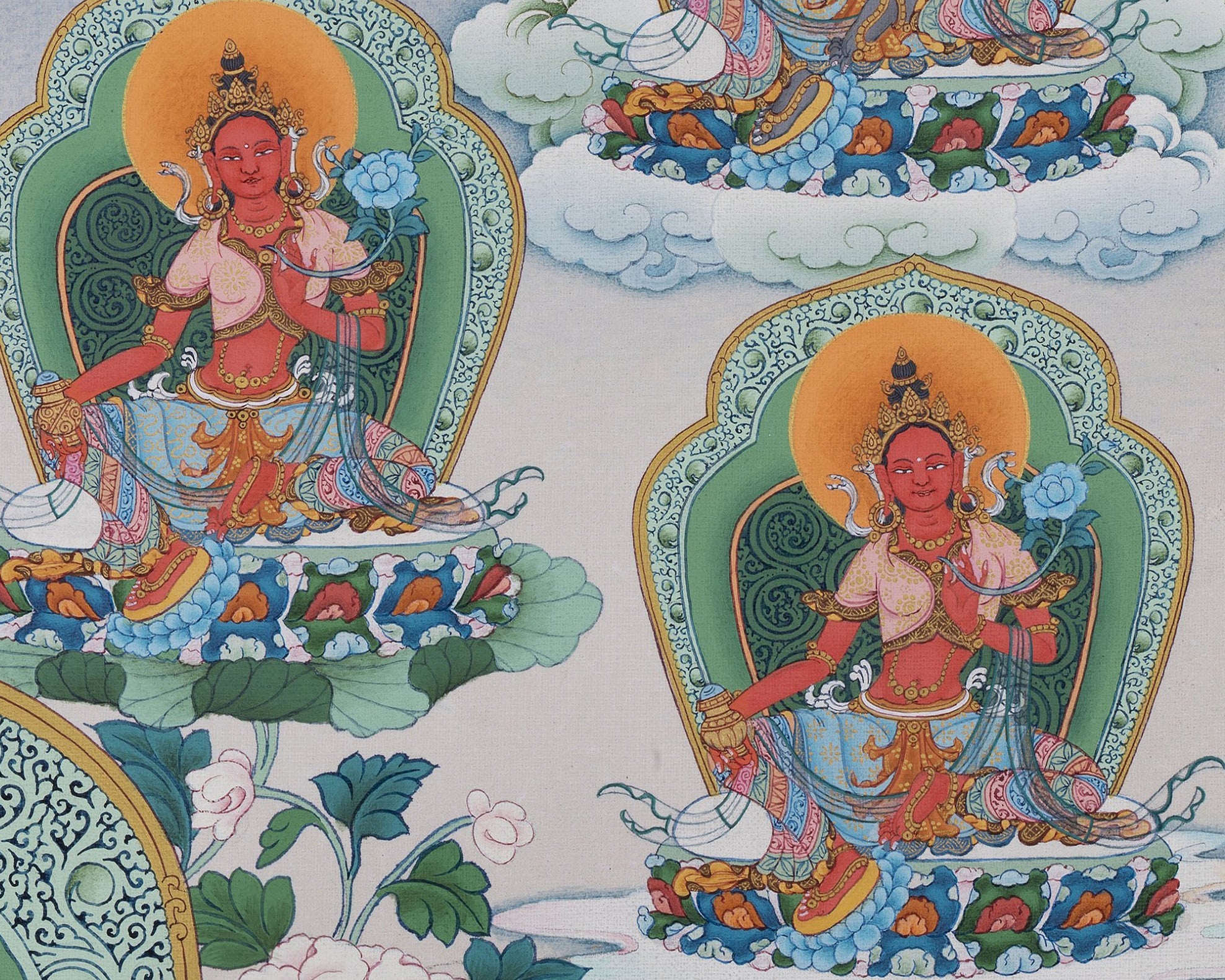 21 Tara Thangka, Green Tara, High Quality Giclee Canvas Print