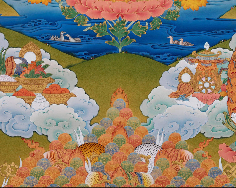 Mipham Wangdu Thangka Print with brocade