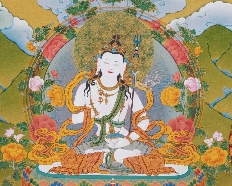 Mipham Wangdu Thangka Print with brocade