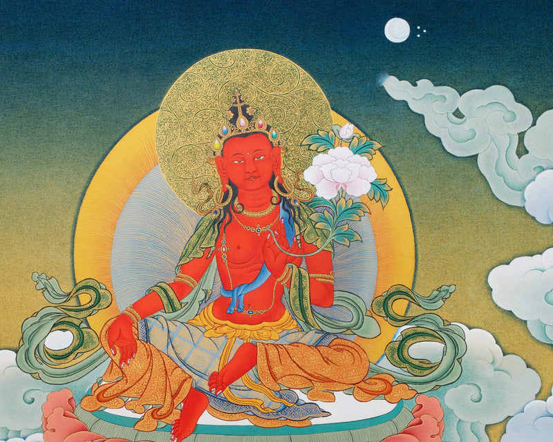 Mipham Wangdu Thangka Print with brocade