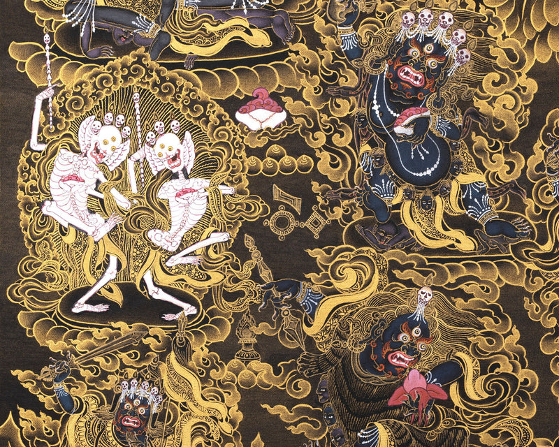 Sakya Mahakala Thangka, High Quality Giclee Canvas Print, Digital Print, Mahakala Thangka