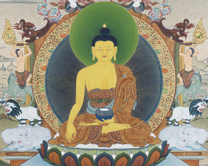 Buddha Shakyamuni -16 Arhat Thangka Print, Tibetan Thangka Print, Digital Print