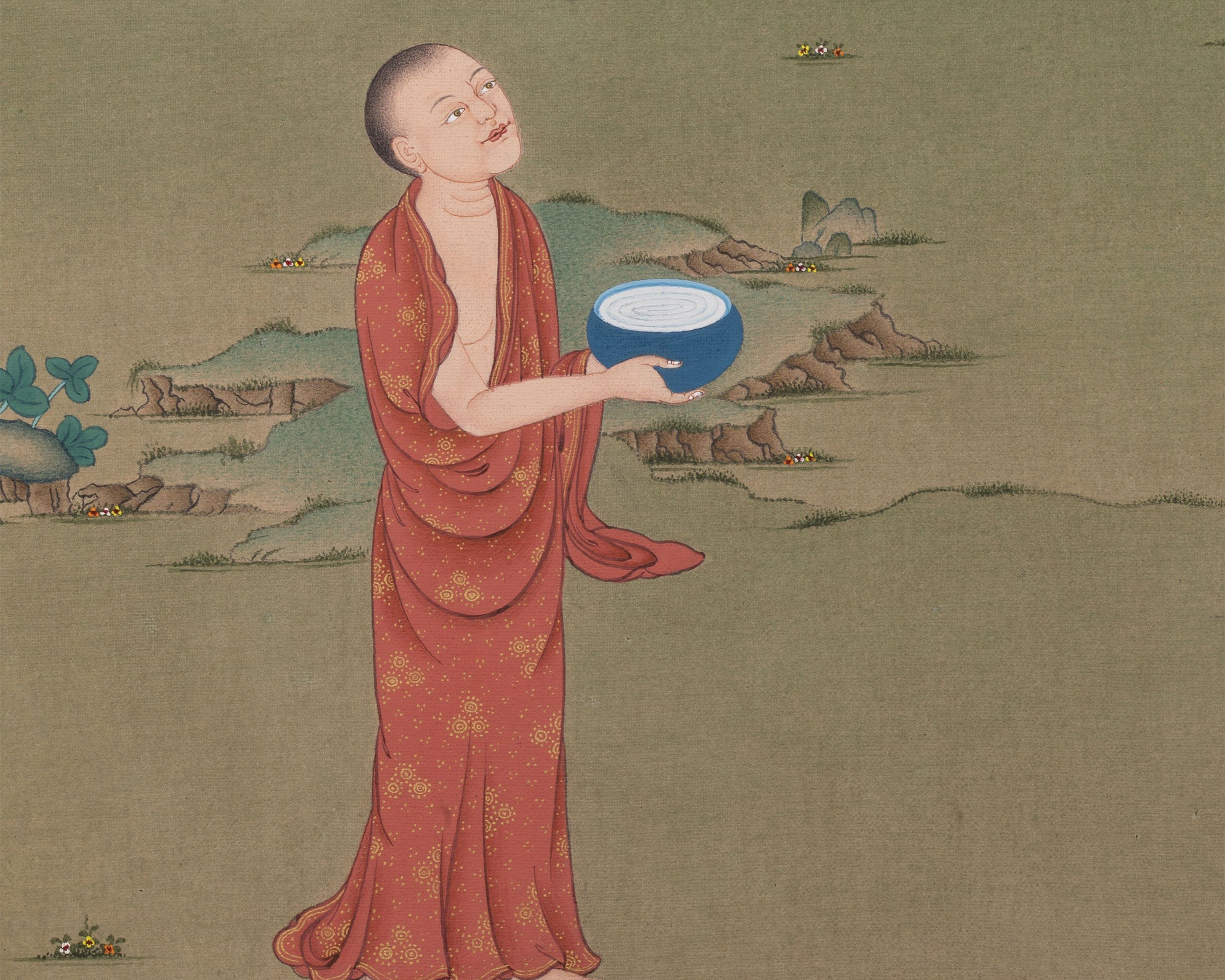 Arya Nagarjuna with Aryadeva Thangka, Tibetan Thangka Painting, Nagarjuna Thangka print, Karma Gadri painting