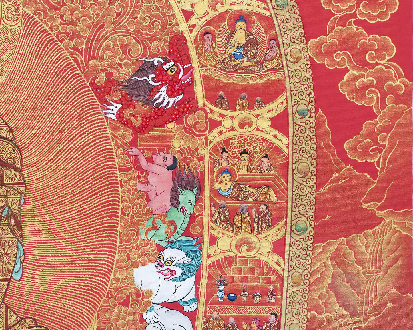 12 Deeds Of Shakyamuni Buddha, Thangka Print, Digital print