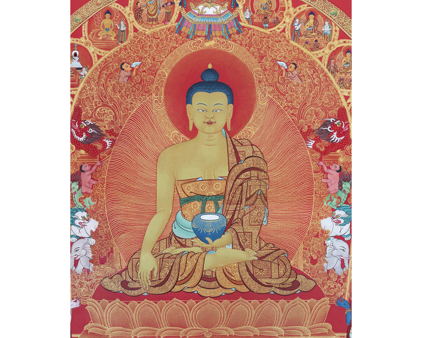 12 Deeds Of Shakyamuni Buddha, Thangka Print, Digital print