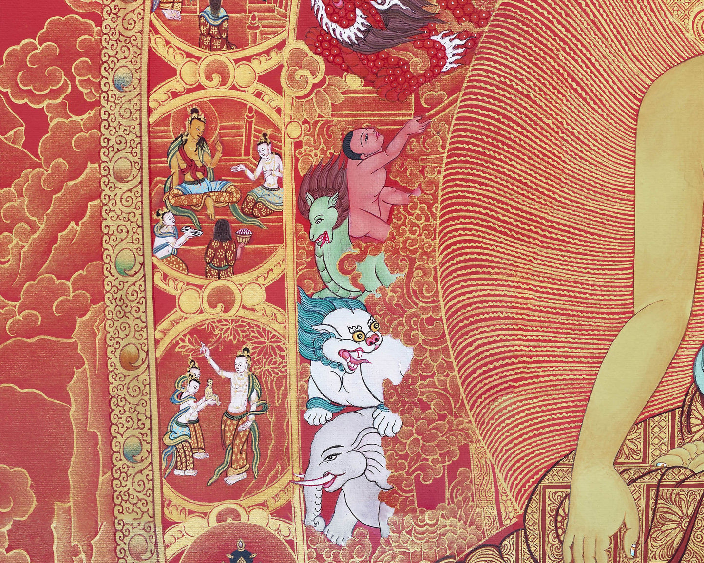 12 Deeds Of Shakyamuni Buddha, Thangka Print, Digital print